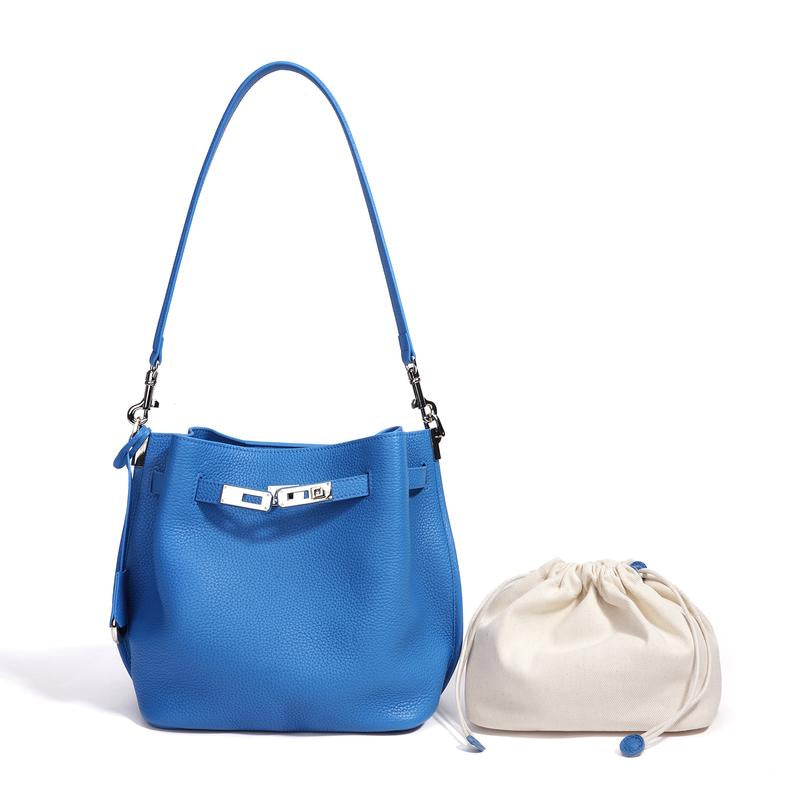 SADI Bag 2026 New Large Capacity Genuine Leather Bucket Bag Women Commuter Shoulder Crossbody Bag 30CM
