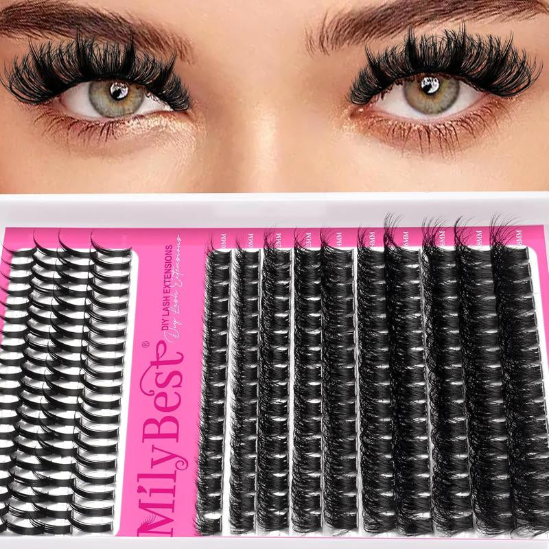 Manga Lash Clusters Kit 100D Eyelash Clusters with DIY Spikes 13-19MM Spiky Volume Cluster Eyelash Extensions Wispy Individual Lash Extensions Kit Anime Lashes Cluster Bond & Seal Tweezer by Milybest