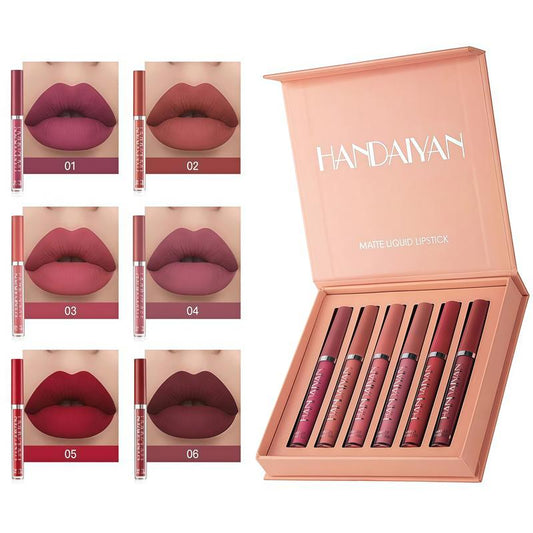 6Pcs Nude Matte Liquid Lipstick Set, Waterproof Long Lasting Non-Stick Cup Nude Lipstick 24 Hour Not Fade Matte Lipstick Professional Lip Gloss Makeup Christmas Gifts for Women (Set A)