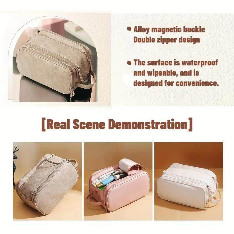Large Capacity Makeup Bag with Compartments 1 Count Portable Cosmetic Storage Bag Zipper Makeup Organizer Pouch Waterproof Versatile for Travel Outing Daily Use