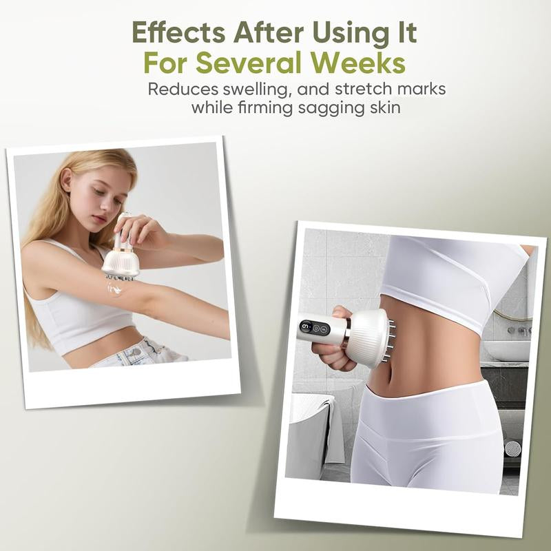 Portable Handheld Body Massager with Heat & Vibration Therapy for Legs Arms & Belly Home Spa Relaxation Device for Tired Muscles Smooth Skin White Perfect Gift Choice Neck Shoulder Relaxer Daily Use