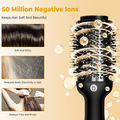 3 in 1 Hot Air Comb Electric Black Hair Dryer Brush Hot Air Comb Straight Hair Comb Comfort