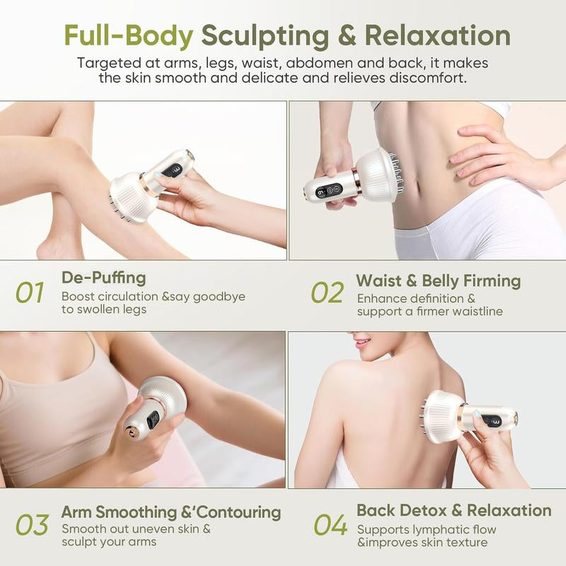 Portable Handheld Body Massager with Heat & Vibration Therapy for Legs Arms & Belly Home Spa Relaxation Device for Tired Muscles Smooth Skin White Perfect Gift Choice Neck Shoulder Relaxer Daily Use