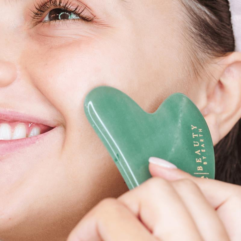 Beauty by Earth Jade Gua Sha - Facial Sculpting Natural Jade Tool for Contouring, Depuffing, and Relaxing Massage and Circulation for Refreshed Appearance