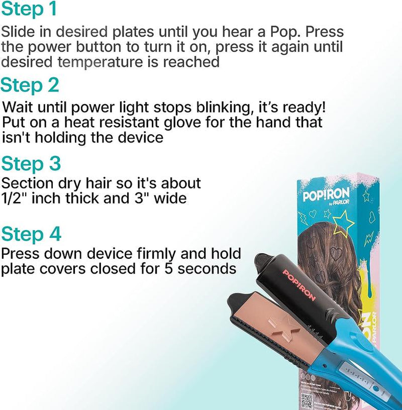 Popiron Hair Straightener & First 3D Image Hair Imprinting Iron - Comes with 5 Different Plates Including Crimper, and 3 Fun Shapes. Perfect Hot Tool for Hair Art or Festival Hair!