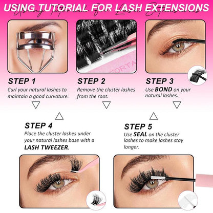 Manga Lash Clusters Kit 100D Eyelash Clusters with DIY Spikes 13-19MM Spiky Volume Cluster Eyelash Extensions Wispy Individual Lash Extensions Kit Anime Lashes Cluster Bond & Seal Tweezer by Milybest