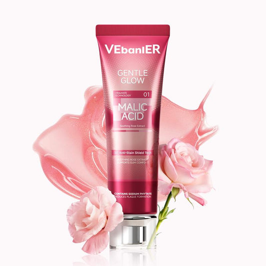 Vebanler Fruit Acid Toothpaste Gentle Whitening Fights Plaque Freshens Breath Fluoride Free Oralcare Rose Flavor