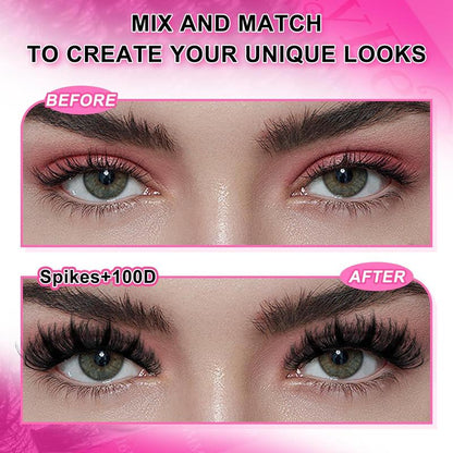 Manga Lash Clusters Kit 100D Eyelash Clusters with DIY Spikes 13-19MM Spiky Volume Cluster Eyelash Extensions Wispy Individual Lash Extensions Kit Anime Lashes Cluster Bond & Seal Tweezer by Milybest