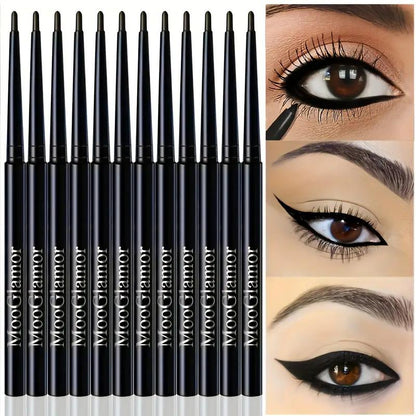 12Pcs Smooth Eyeliner Pencil Set Waterproof Long Lasting Makeup Super Smudge Proof Freckle Pens Significantly Colored Not Easy to Fade Quick Drying Formula Cosmetic