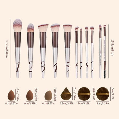 Makeup Set (11 Brushes+3 Sponges&Puffs) ； Free Tutorial for Beginners；Makeup Brushes Set 1 Set Multifunctional Makeup Brushes Makeup Tools for Women Cosmetics Brushes Set Makeup Kits Cosmetics Kits Concealer Brush