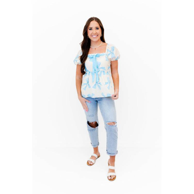Lucy Lush Peplum Bow Blouse