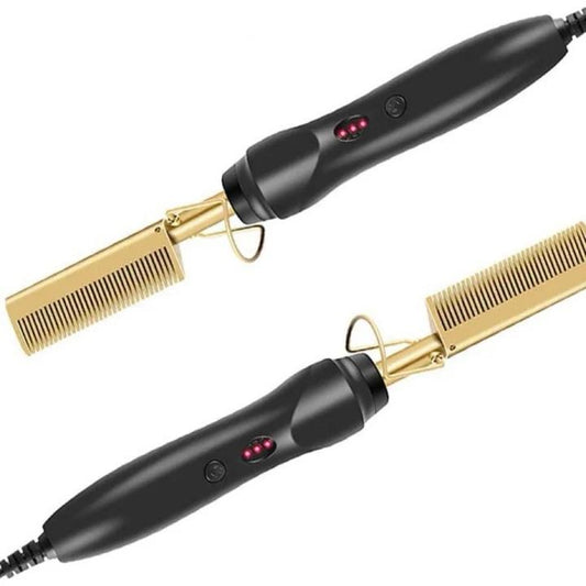 Ceramic Electric Hot Comb Hair Straightener & Pressing Comb for Natural Black Hair Beard & Wigs PTC Heating 3 Gear Temperature 30 Sec Fast Heat Perfect Holiday Gift