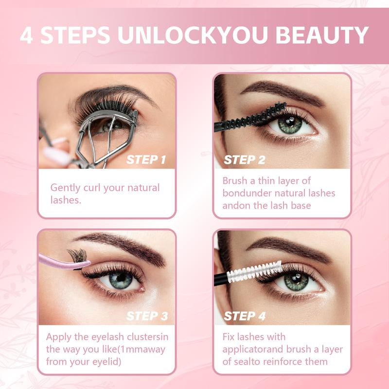 AIR LUXE DIY Lash Clusters Kit 144 Pcs Ultra Dense Volume Extensions Waterproof Long Wear Flawless Salon Result for Beginners Beginner Friendly Ultra Thin Invisible Band
