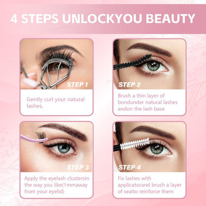 AIR LUXE DIY Lash Clusters Kit 144 Pcs Ultra Dense Volume Extensions Waterproof Long Wear Flawless Salon Result for Beginners Beginner Friendly Ultra Thin Invisible Band