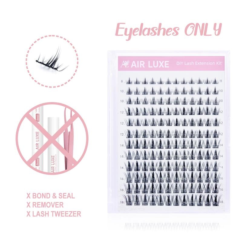 AIR LUXE DIY Lash Clusters Kit 144 Pcs Ultra Dense Volume Extensions Waterproof Long Wear Flawless Salon Result for Beginners Beginner Friendly Ultra Thin Invisible Band