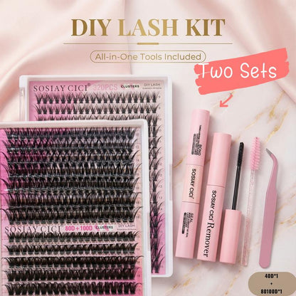 320 Pcs DIY Lash Clusters Kit - Soft Natural/Thick Individual Fluffy Long-Lasting Lashes with Glue Remover & Tweezer for Beginners Waterproof Easy At-Home Application - Eyelash Set (4 Set/2 Set/1 Set) Buy More save More HOLIDAYHAUL
