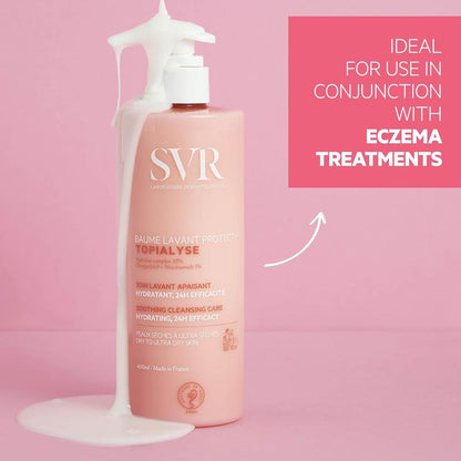 SVR Topialyse Cleansing Balm for Dry Itchy & Sensitive Skin with Niacinamide. Fragrance-Free, Soothing Face & Body Wash. 24Hr Nourishing Protective Cleanser, 13.5 Fl.Oz.