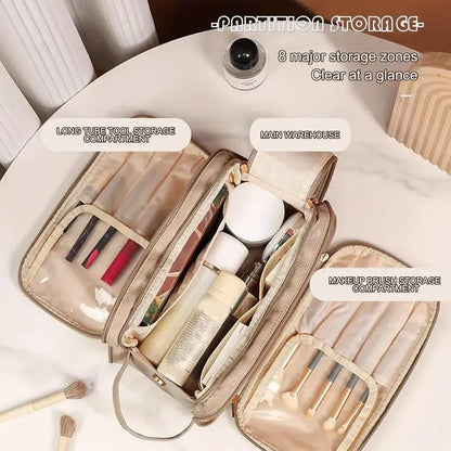 Large Capacity Makeup Bag with Compartments 1 Count Portable Cosmetic Storage Bag Zipper Makeup Organizer Pouch Waterproof Versatile for Travel Outing Daily Use