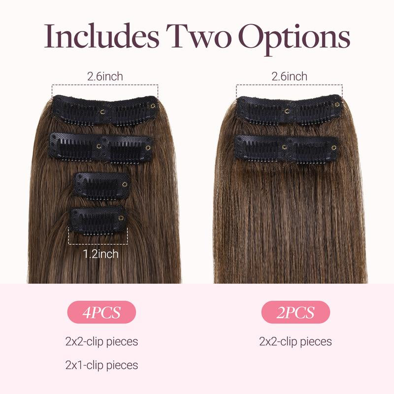 GOO GOO Scalp Hair Fill-Ins Clip-In Short Hair Extensions Real Human Hair, Thinning Hair Fill-Ins Natural Look Volumizer for Women