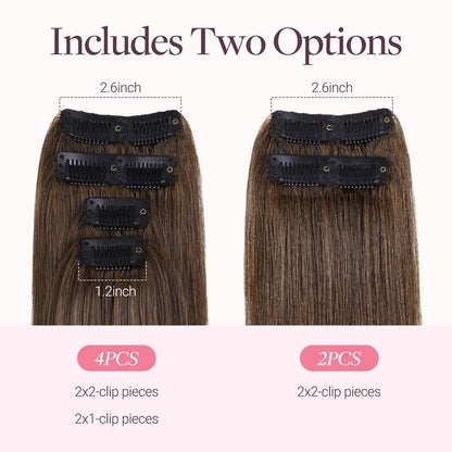 GOO GOO Scalp Hair Fill-Ins Clip-In Short Hair Extensions Real Human Hair, Thinning Hair Fill-Ins Natural Look Volumizer for Women