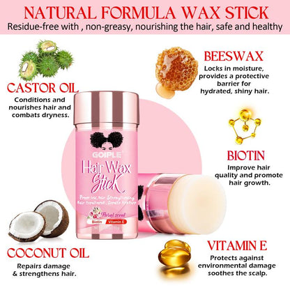 7 Counts Wax Stick Hair Pomade for Women Men Strong Hold Smooth Slick Styling Tackles Flyaways Frizz with Edge Brush Hair Comb Set Gel Haircare Daily