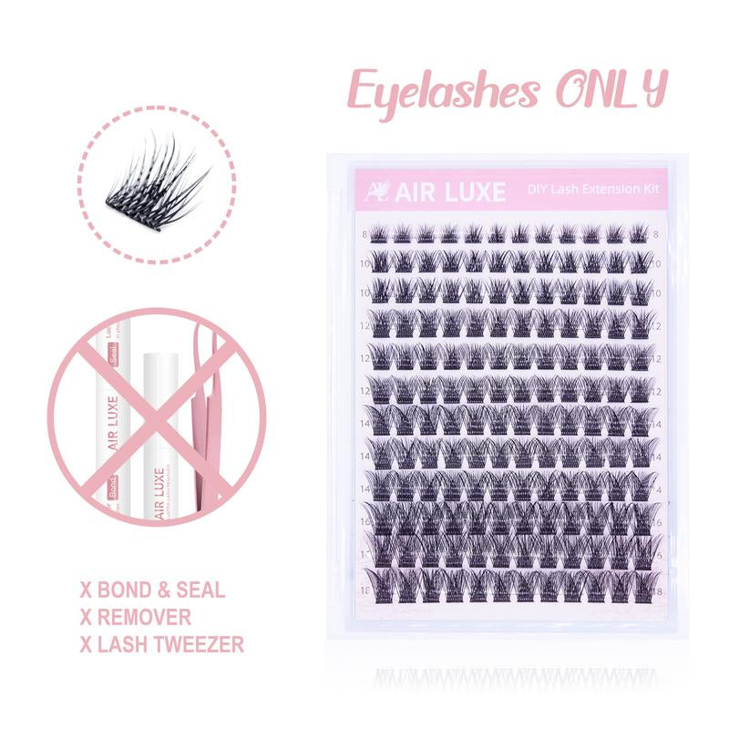 AIR LUXE DIY Lash Clusters Kit 144 Pcs Ultra Dense Volume Extensions Waterproof Long Wear Flawless Salon Result for Beginners Beginner Friendly Ultra Thin Invisible Band