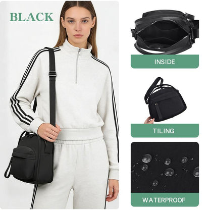 WDX Lightweight Quilted Tote Bag,Black Oxford Fabric Handbag Women’S Bag 2026 New Style Handheld Crossbody Commuter Bag ,Everyday Purse,Women'S Elegant Solid Color Shoulder Bag, Fashionable Zipper Crossbody Bag for Daily Used,