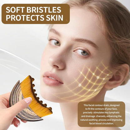 (Buy One, Get One Free)Lymphatic Contour Face Brush for Jawline & Chin Sculpting – Dry Brushing Massager for Lymphatic Drainage & Facial Fatigue Relief, Ergonomically Designed to Fit the Skin Precisely Beauty Roller Daily Guasha Massage Smooth