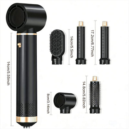 5-In-1 Air Styler Zero Heat Damage 203 ° F Lightweight Hair Dryer & Straightening Multi-Functional Styler Auto Curling Wand Auto Rotating Curler Straightener Comb Black Straightener Straightening Brush Gift& Curler Xmas Gift Air Styler