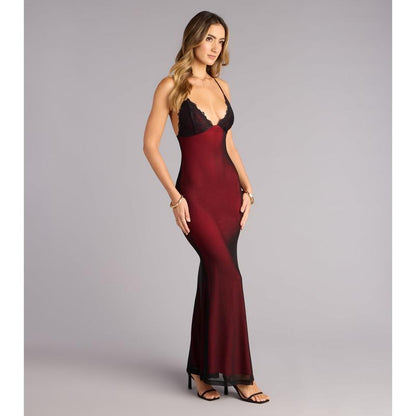 All Eyes Lace Trim Mermaid Maxi Dress