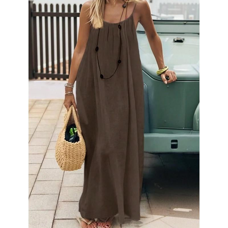 Women'S Solid Color Cami Lounge Dress, Elegant Sleeveless Long Dress for Summer, Ladies Sleepwear for Indoor Wear