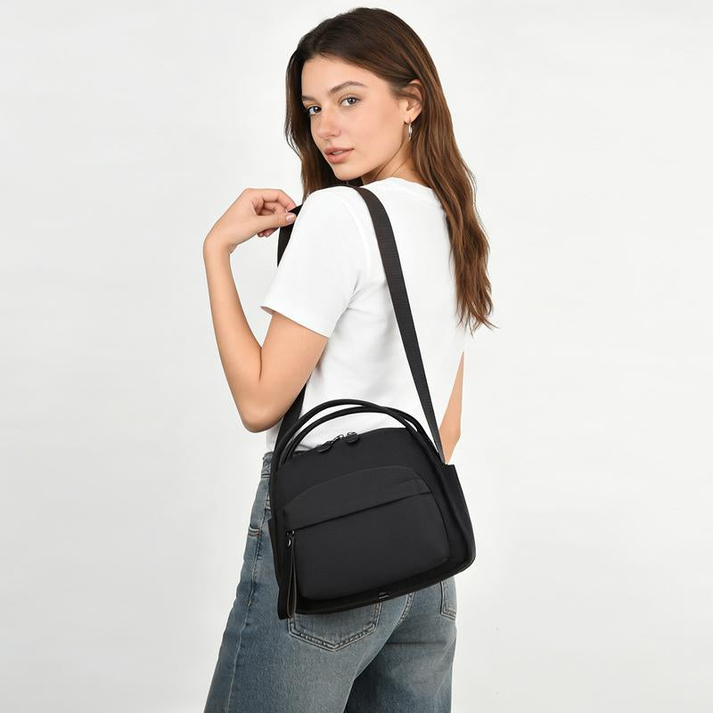 WDX Lightweight Quilted Tote Bag,Black Oxford Fabric Handbag Women’S Bag 2026 New Style Handheld Crossbody Commuter Bag ,Everyday Purse,Women'S Elegant Solid Color Shoulder Bag, Fashionable Zipper Crossbody Bag for Daily Used,