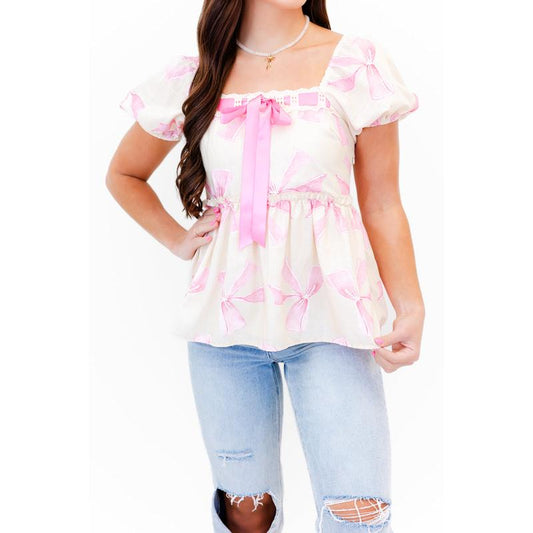 Lucy Lush Peplum Bow Blouse