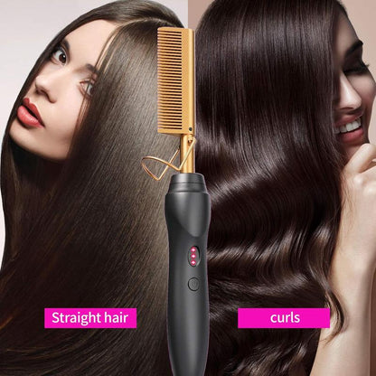 Ceramic Electric Hot Comb Hair Straightener & Pressing Comb for Natural Black Hair Beard & Wigs PTC Heating 3 Gear Temperature 30 Sec Fast Heat Perfect Holiday Gift