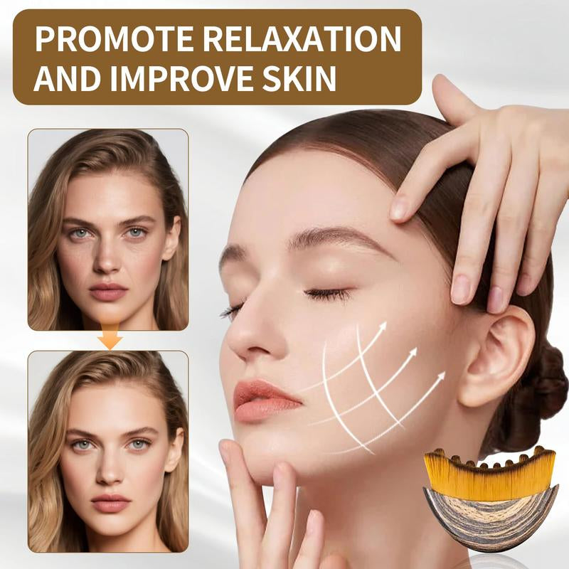 (Buy One, Get One Free)Lymphatic Contour Face Brush for Jawline & Chin Sculpting – Dry Brushing Massager for Lymphatic Drainage & Facial Fatigue Relief, Ergonomically Designed to Fit the Skin Precisely Beauty Roller Daily Guasha Massage Smooth